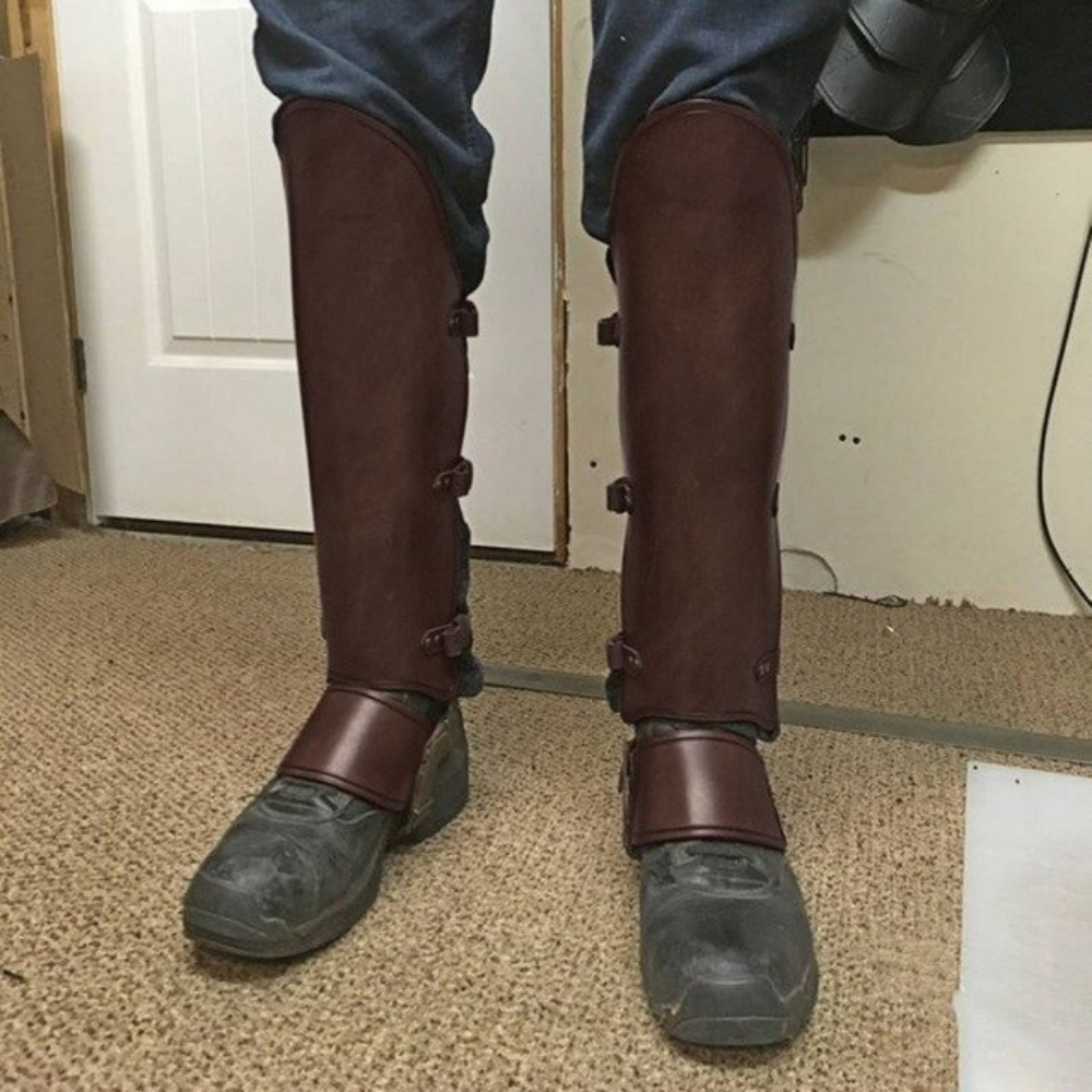 Medieval Viking Leather Boot Greaves Shoe Covers 