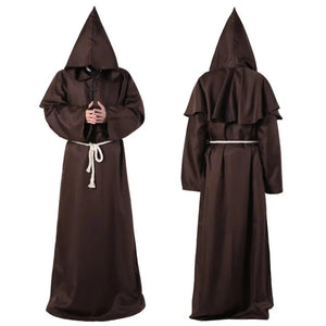 Monk Costume Priest Hooded Sorcerer Robe (7 Colors) S-XL