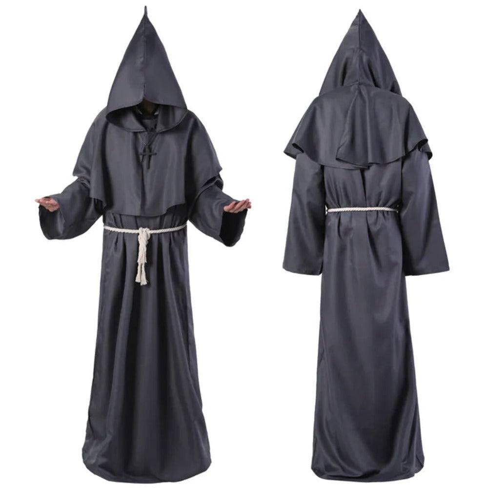 Monk Costume Priest Hooded Sorcerer Robe (7 Colors) S-XL