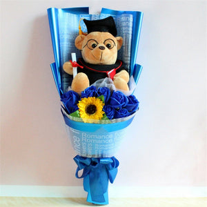 Teddy Bear Graduation Day Flower Bouquet (4 Colors) NO GIFT BOX
