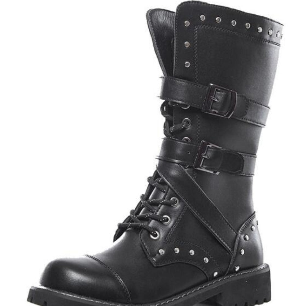 Urban Biker Buckle Boots w/ Lace-Up (7 Style) Size 5-12