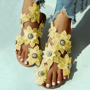 Bohemian Blossom Flip Flops Sandals