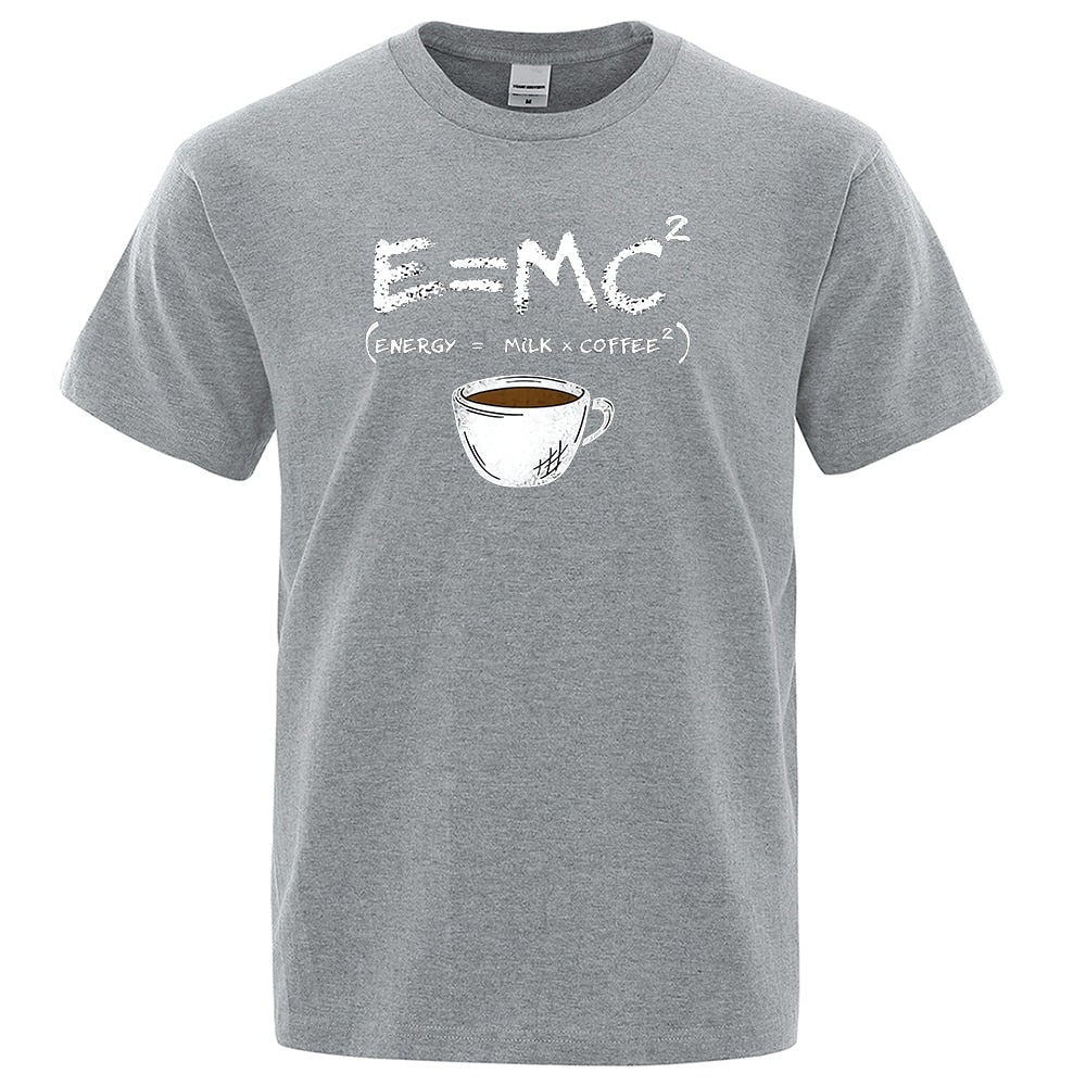 Energy Milk Coffee Printing Men T shirt Gray