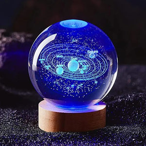 3D Solar System Crystal Ball Lamp Laser Engraved Night Light