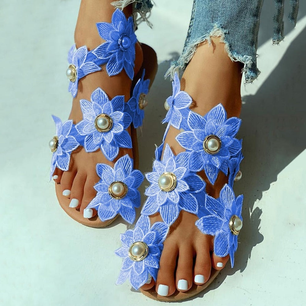 Bohemian Blossom Flip Flops Sandals