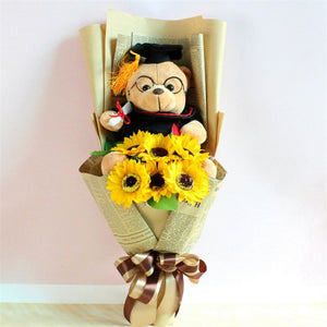 Teddy Bear Graduation Day Flower Bouquet (4 Colors) NO GIFT BOX