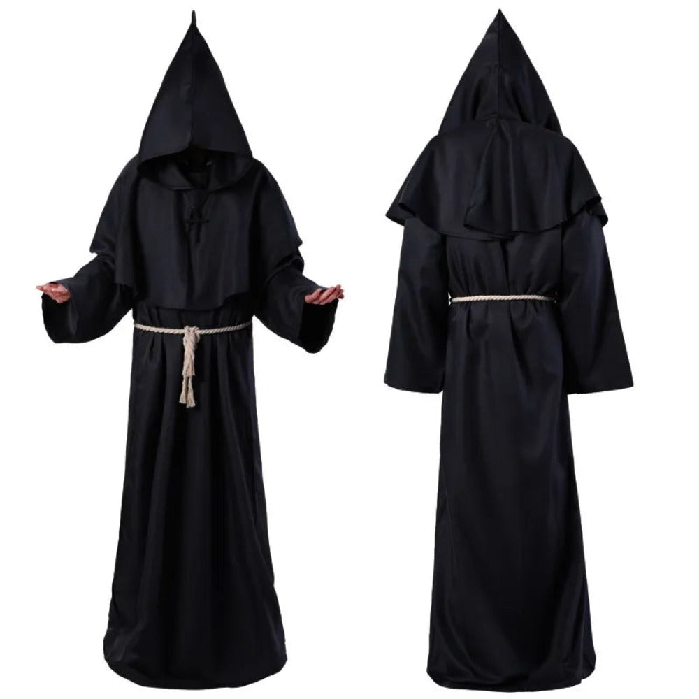 Monk Costume Priest Hooded Sorcerer Robe (7 Colors) S-XL