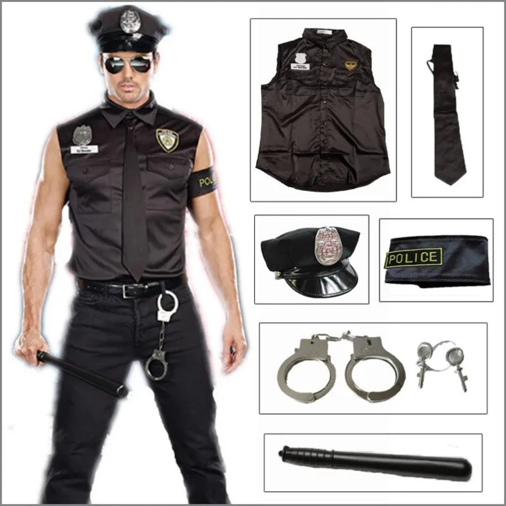 Sheriff Men Police Officer Costume Set (One Size Fit Most)