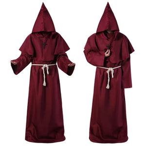 Monk Costume Priest Hooded Sorcerer Robe (7 Colors) S-XL