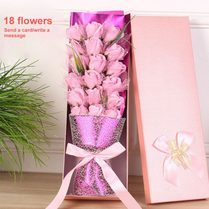 18PCS Flower Rose Soap Bouquet (3 Colors) with Box