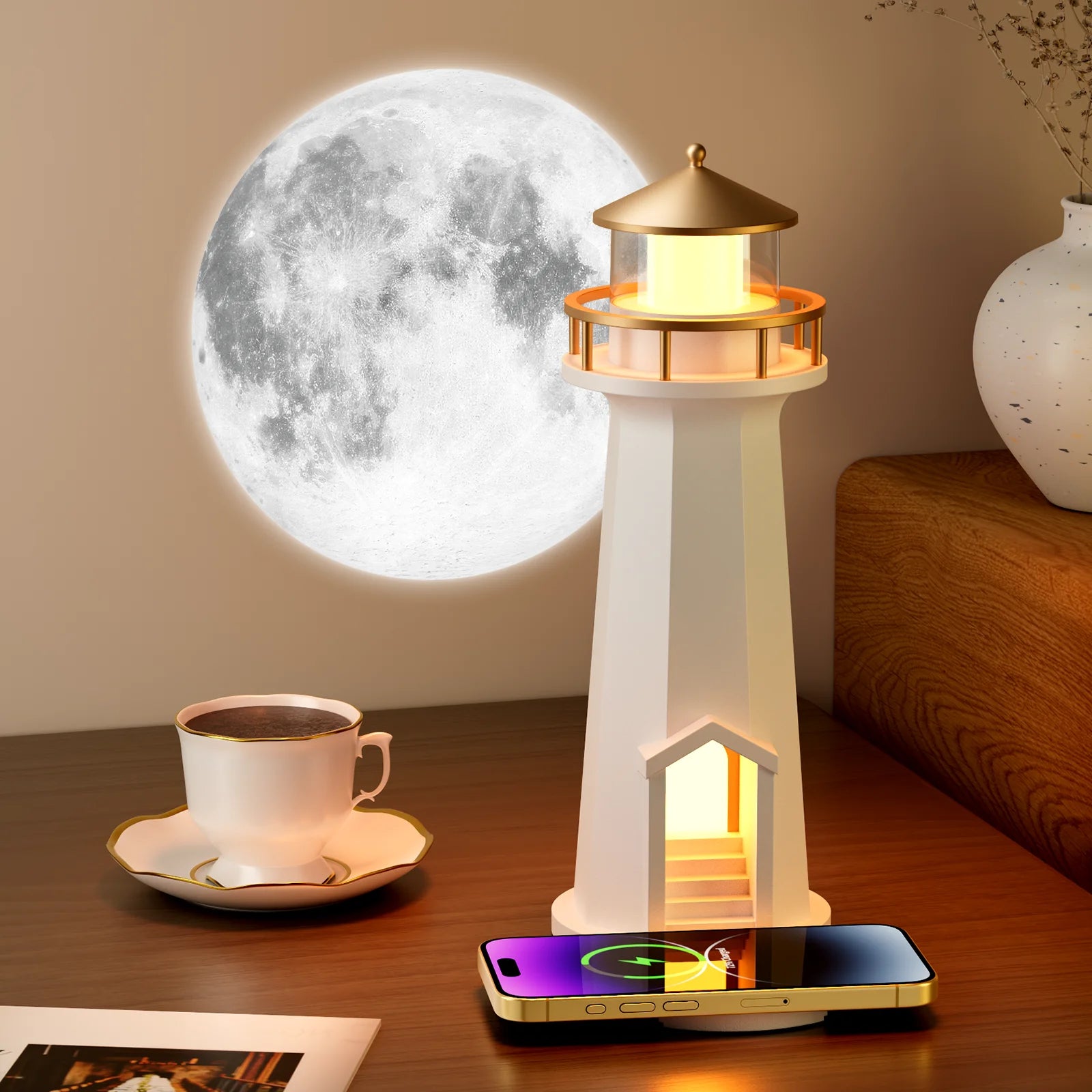Lighthouse Moon Projector Bluetooth Speaker Lamp