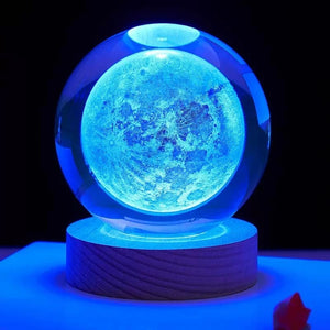 3D Moon Crystal Ball Lamp Laser Engraved Night Light