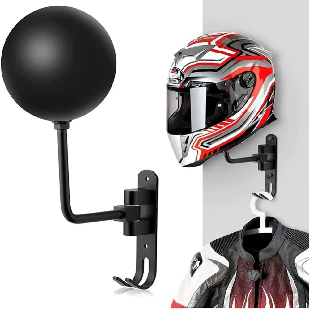 3in1 Rotating Steel Wall Mount Motorcycle Helmet Holder