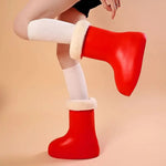 Felt Lined Big Rubber Boots (Red Or Black) Size 5-10
