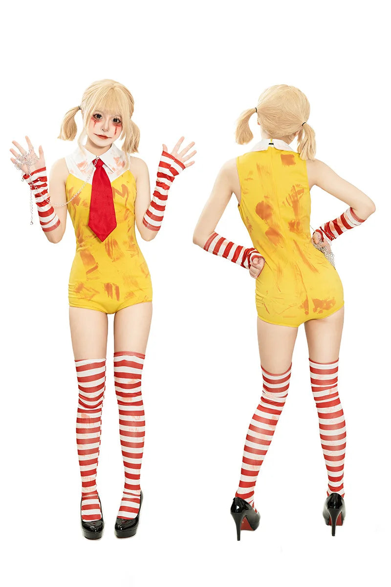 Fast Food Clown Girl Costume Set (Size S-XL)