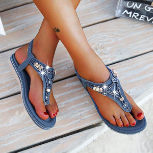 Beaded Slip-Ons Flat Sandals