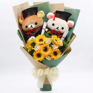 Teddy Bear Plush Graduation Day Flower Bouquet (10 Options)