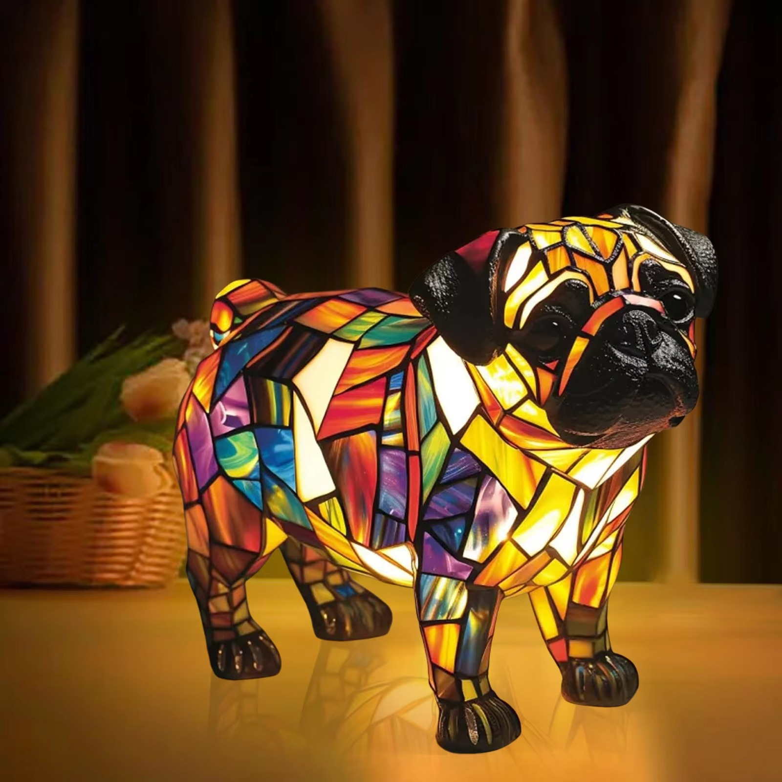 Stained Glass Style Dog Lamps (4 Options) Corgi Pug or Dachshund