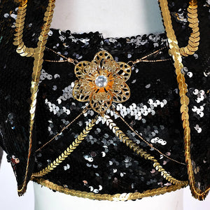 K-Pop Star Black & Gold Premium Cosplay Costume | Optional Wig (S-3XL)