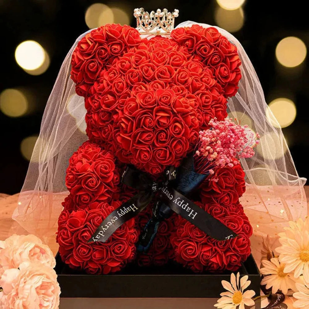 LED Enchanted Rose Wedding Teddy Bear (5 Colors) 25CM - 40CM
