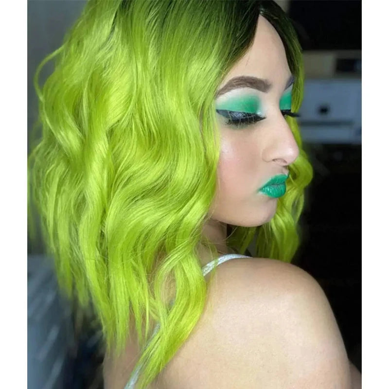 Ombre Green Curly Hair Costume Wig