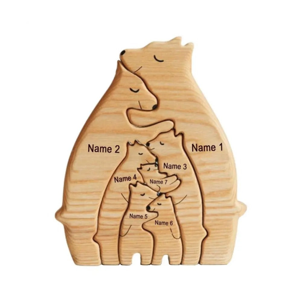 *Custom Personalized Name* Wooden Bear Family (2-9 Names)