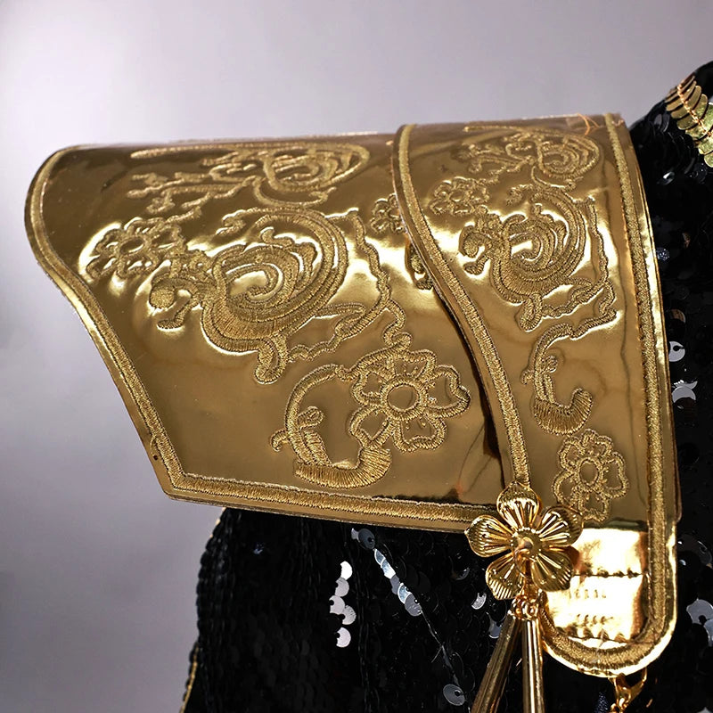 K-Pop Star Black & Gold Premium Cosplay Costume | Optional Wig (S-3XL)