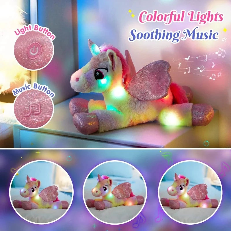 Rainbow Unicorn Light Up Plush Stuffed Animal (Size 45CM)