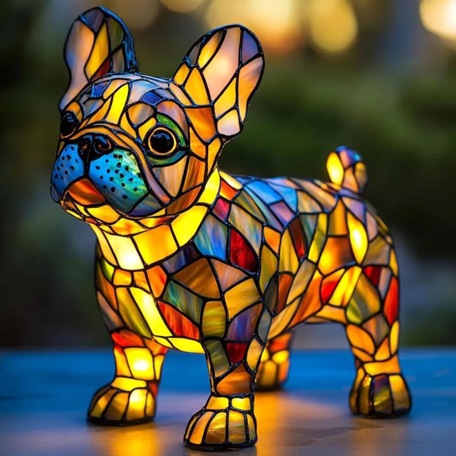 Stained Glass Style Dog Lamps (4 Options) Corgi Pug or Dachshund