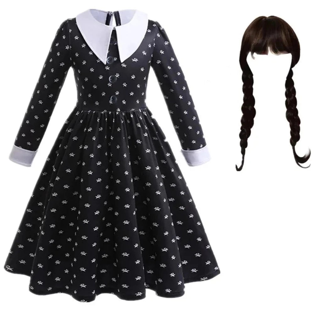 Wednesday Girl Dress Costume Set 