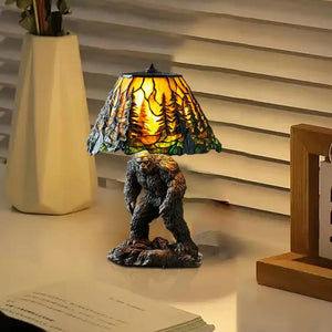 Bigfoot Forest Stained Glass Table Lamp