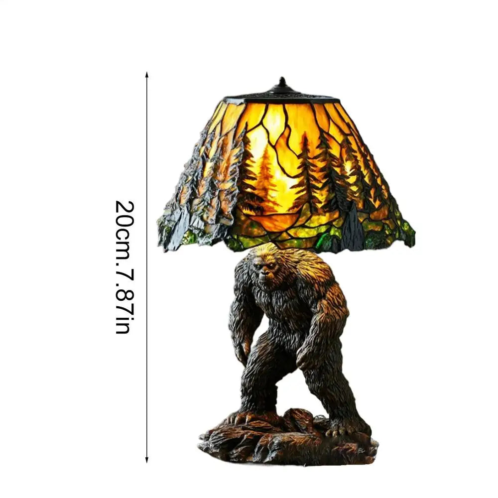 Bigfoot Forest Stained Glass Table Lamp