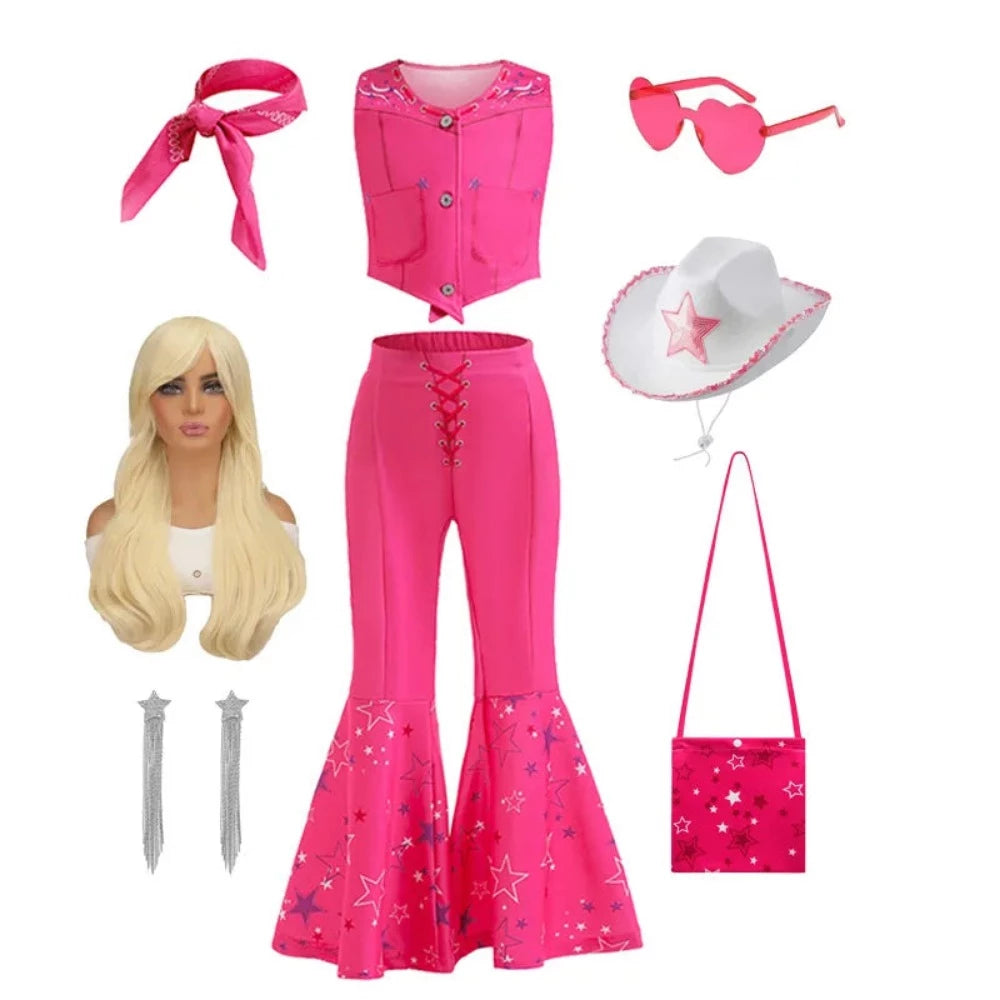 Pink Doll Costume Dress Tops Pants Set