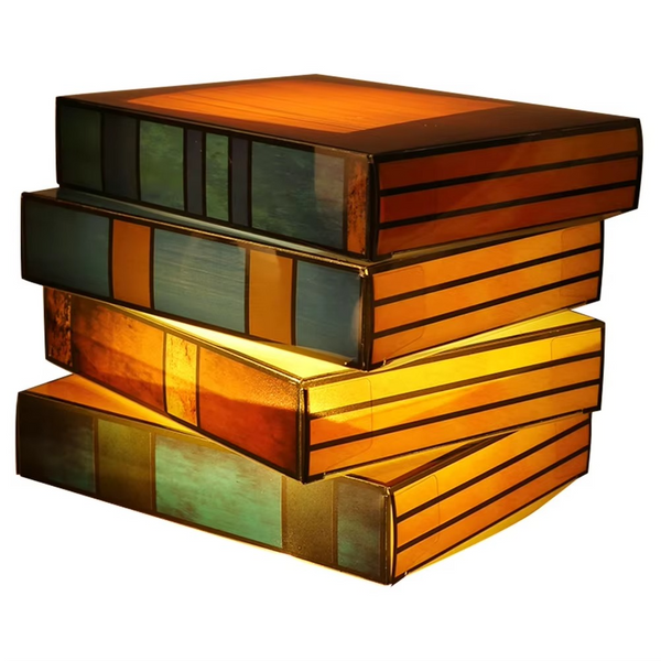 Stained Glass Book Stack Lamp Reading Night Light Library Vintage ...