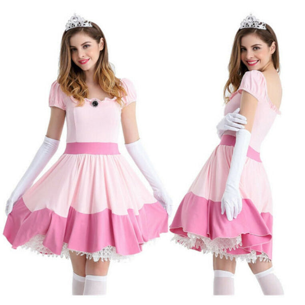 Halloween Pink Princess Dress Costume Set Peach Cosplay Crown Ballerina ...