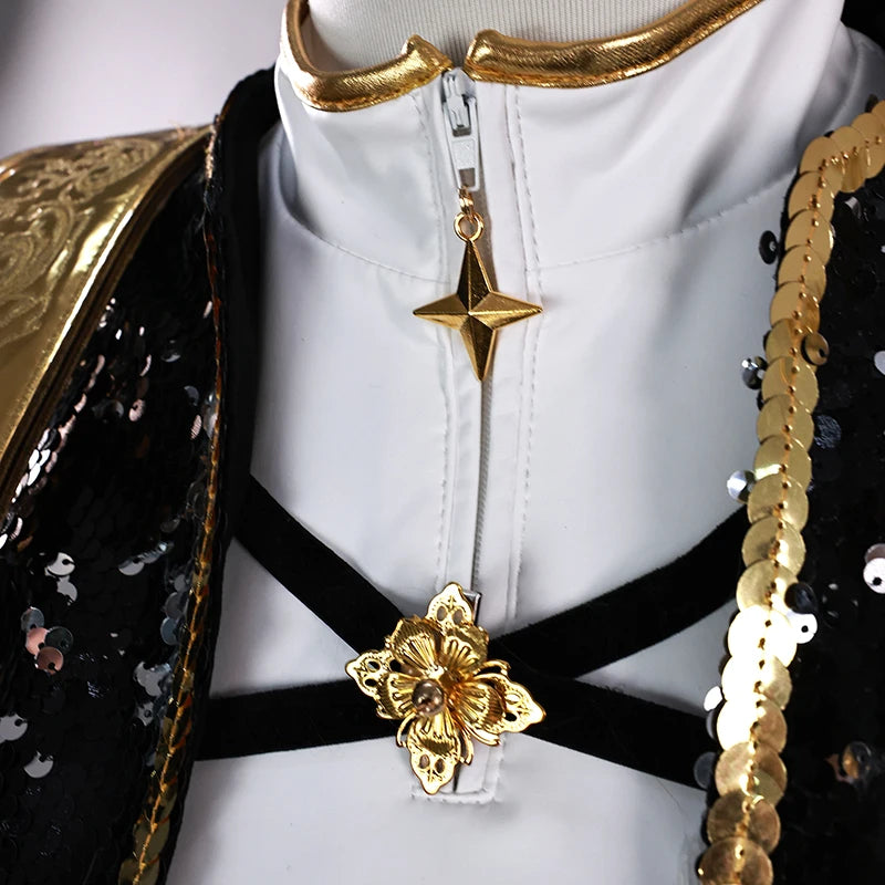K-Pop Star Black & Gold Premium Cosplay Costume | Optional Wig (S-3XL)