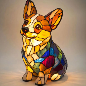 Stained Glass Style Dog Lamps (4 Options) Corgi Pug or Dachshund