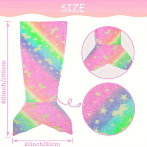 Glow in the Dark Unicorn Mermaid Tail Blanket (4 Colors)