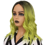 Ombre Green Curly Hair Costume Wig