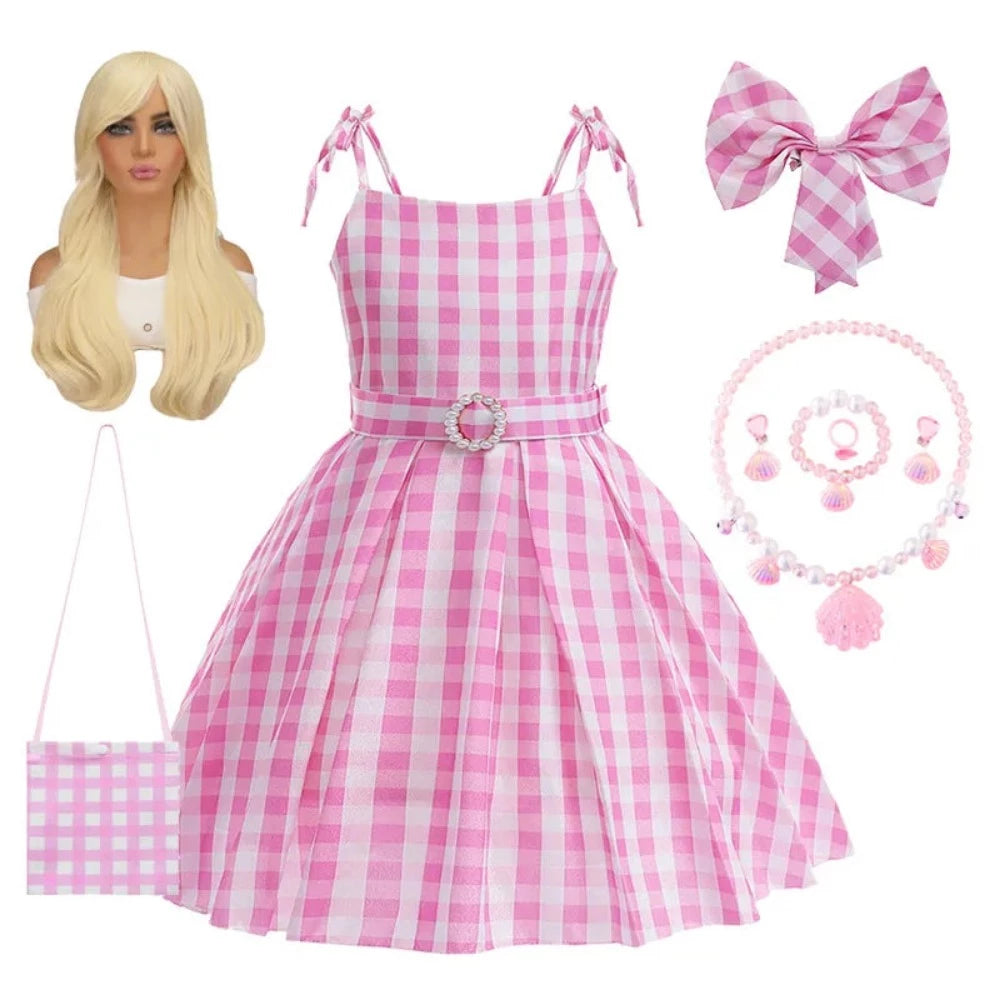 Pink Doll Costume Dress Tops Pants Set