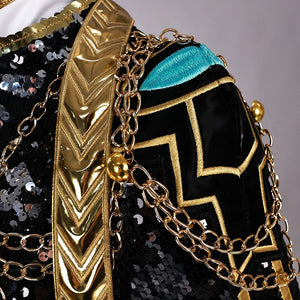 K-Pop Star Black & Gold Premium Cosplay Costume | Optional Wig (S-3XL)