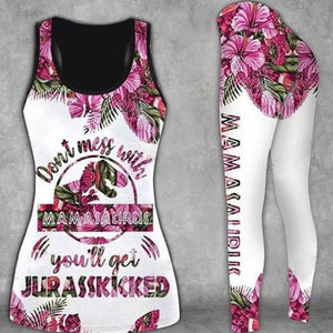 "Don't Mess with Mamasaurus You'll Get Jurasskicked" Tops Leggings Set
