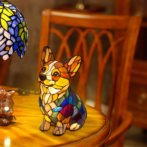 Stained Glass Style Dog Lamps (4 Options) Corgi Pug or Dachshund
