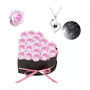 24PCS Rose Heart Necklace Gift Box Set (2 Colors) with LED