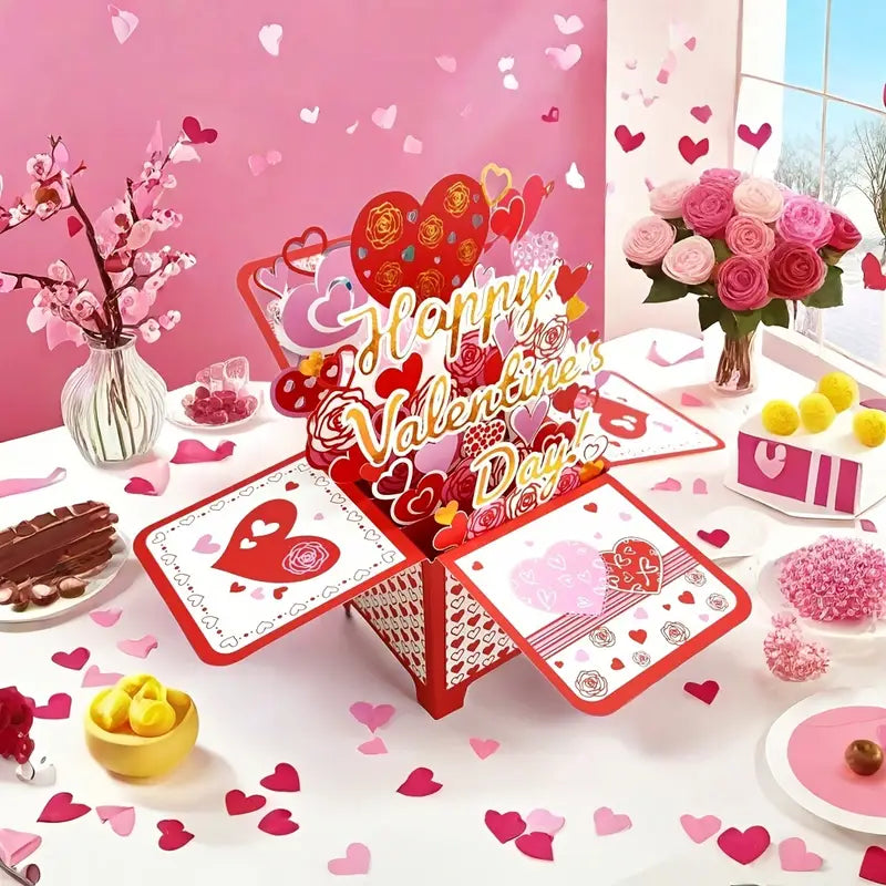 3D Pop-up Surprise Happy Valentines Day Message Card