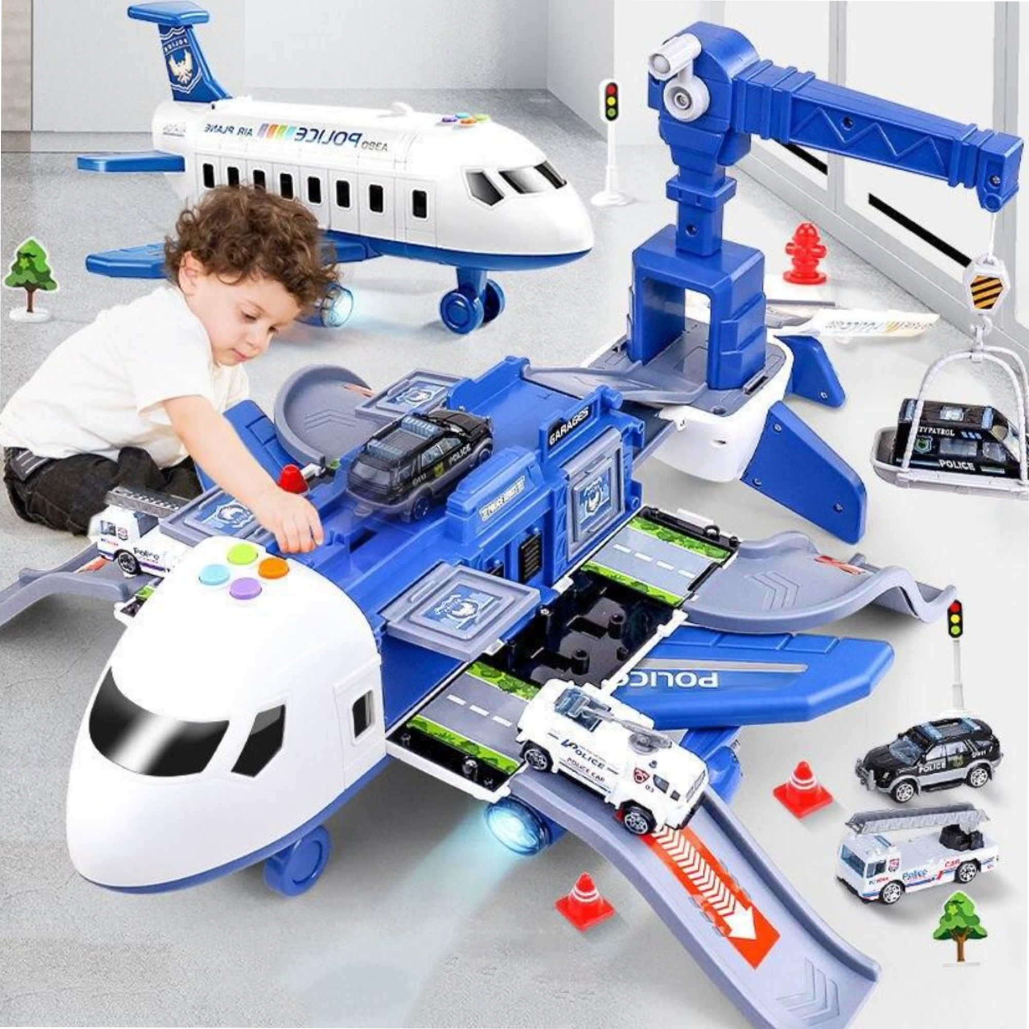 XL Airplane Vehicle Play Sets (3 Styles) Police, Construction or Fireman