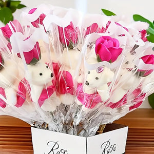 10PCS Little Bear Rose Flower Bouquet