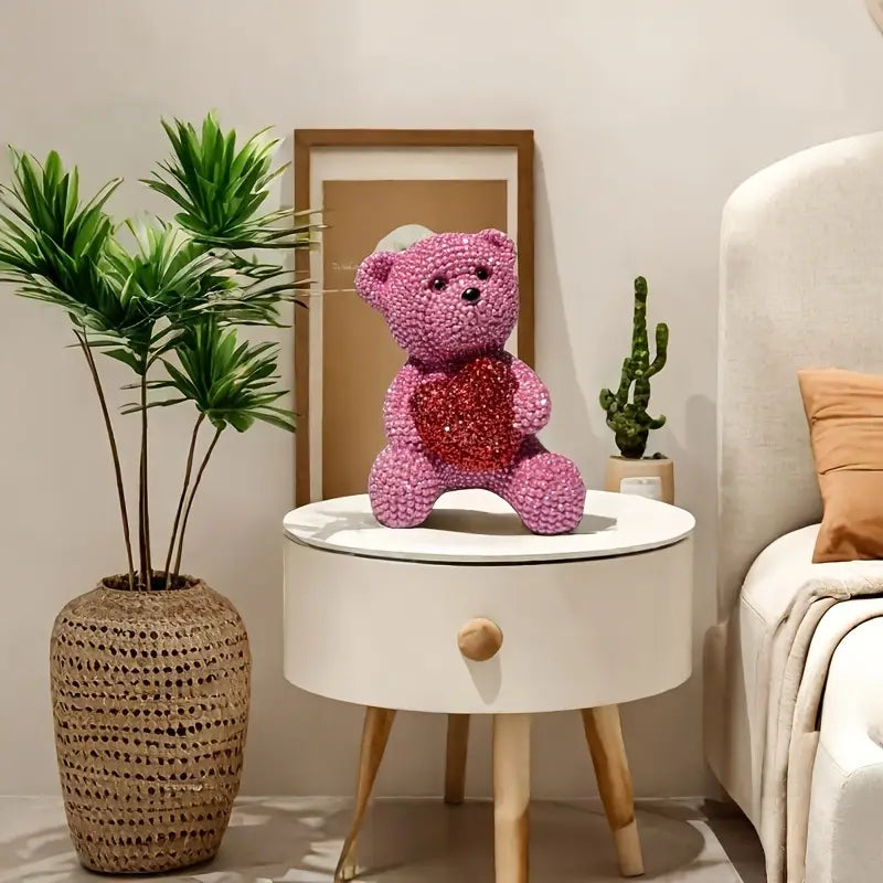 "Love of my Life" Pink Pearl Bear Statue