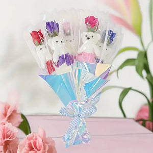 10PCS Little Bear Rose Flower Bouquet