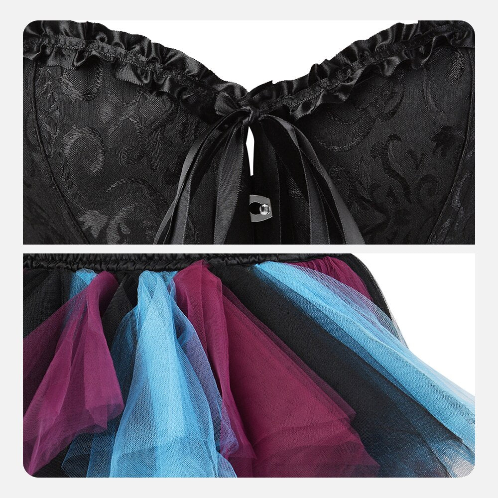 Lace Corset Dress Tulle Skirt Set 